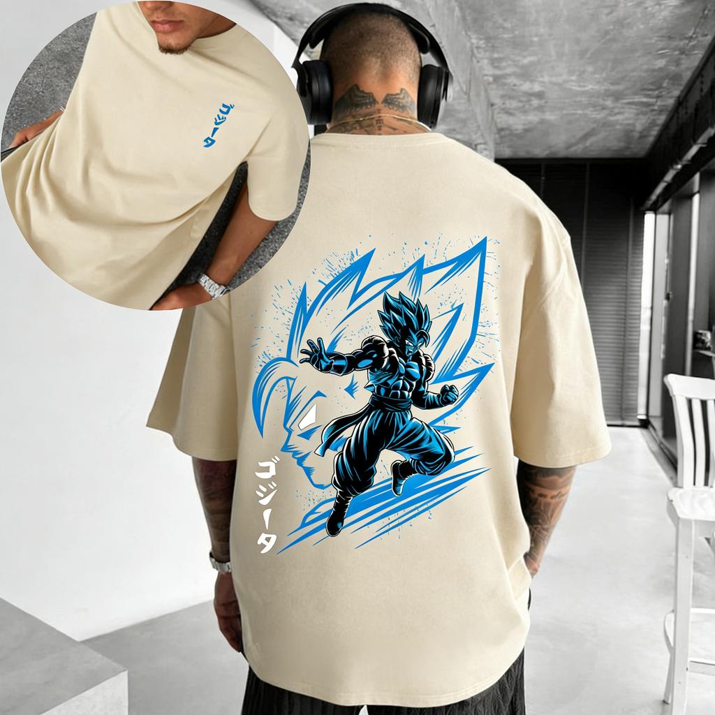Dragon Ball Ultra Digital Direct Spray Printed Loose Plus Size Heavy Weight 240g Pure Cotton Short Sleeve Tshirt Mens Half
