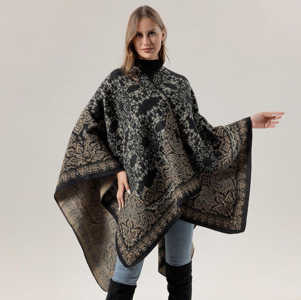 New Yunnan Ethnic Style Double-Sided Shawl: Versatile Warm Cloak Scarf for Women