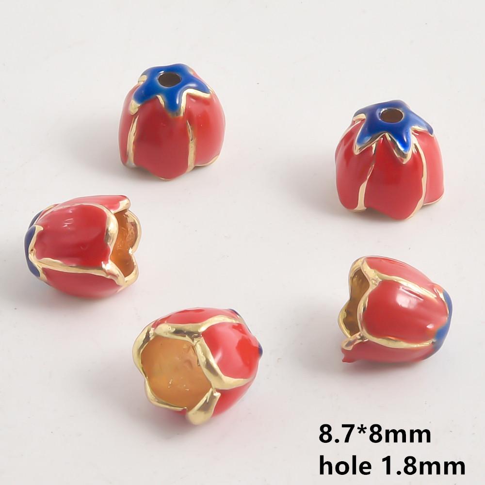 10pcs/Lot Vintage Enamel Flower Bead Cap Accessories For Jewelry Making Supplies Bohemia End Caps Handmade Connectors Materials