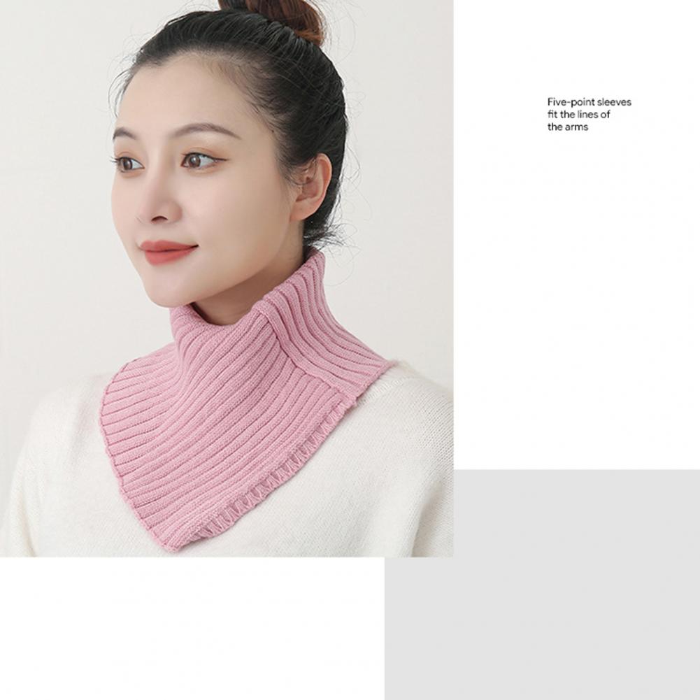 Women Autumn Winter Knitted Fake Collar Scarf Solid Color Ribbed Warm Turtleneck Neck Warmer Detachable Windproof False Collar