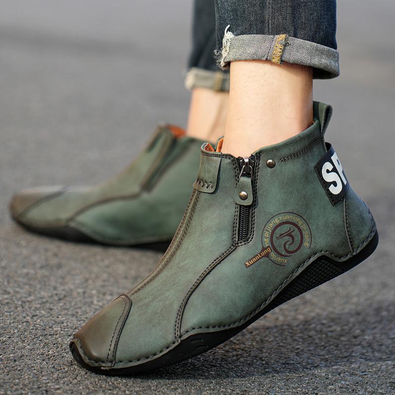 Brand Winter Plush Men's Boots Waterproof Leather Men Snow Boots Outdoor Zipper Ankle Boots Casual Men's Shoes