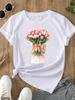 (Asian Size) O-neck Women's Top T Clothing Print Short Sleeve T-shirts Trend Flower Style 90s Fashion Female Casual Graphic Tee