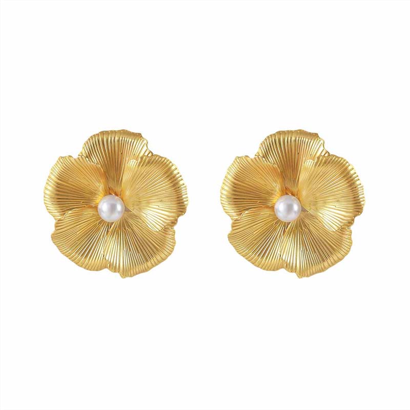 Large Flower Pearl Earrings for Women Luxury Design Study Earrings for Women Korean Fashion Jewelry Accessories Christmas Gift