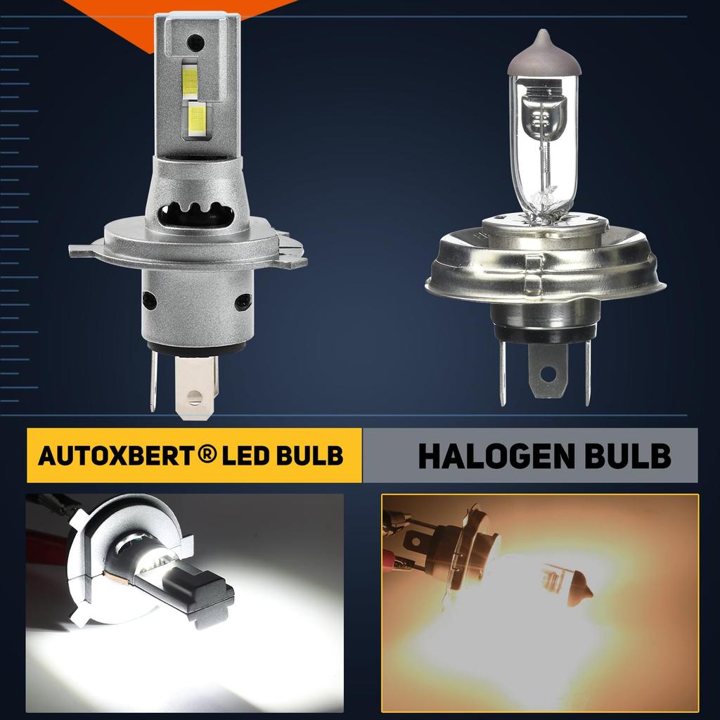 AUTOXBERT H4 Motorcycle LED Headlight Bulb, H4/9003 Fog Lamp, 6000K, 50 W, 5x Brightness,