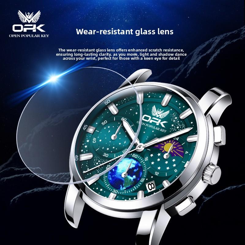 OPK Watch Timing Moon Phase Luminous Quartz Watch Men's Watch Men's