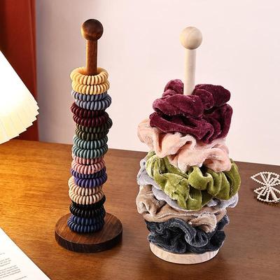 Suporte de Madeira para Faixa de Cabelo Infantil Porta Elásticos Cordão de Cabelo Pulseira Prateleira de Exibição para Relógios Pulseiras Scrunchies