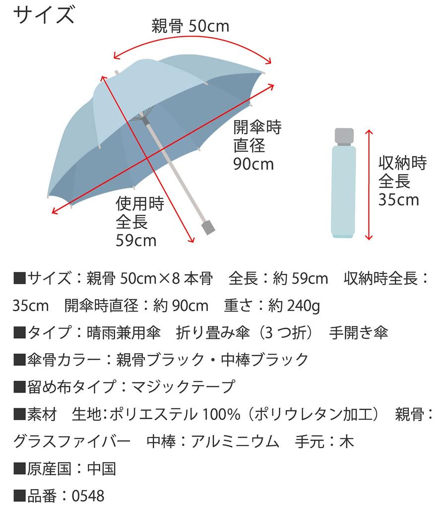 Folding parasol Cool Plus Easy to open and close mini umbrella For both sunny and rainy days pattern 50cm x 8 ribs shading rate and or more UV