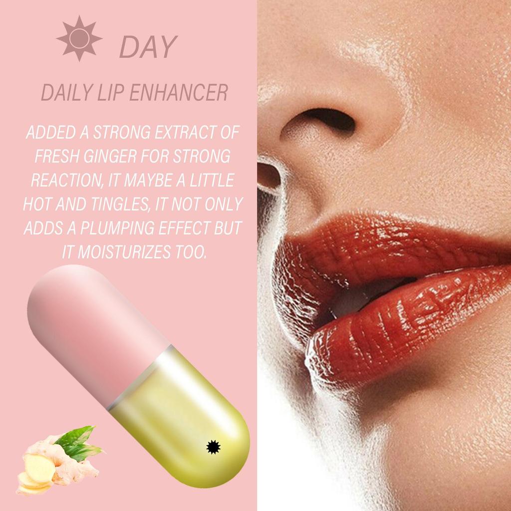 Juego de cápsulas de bálsamo labial para día y noche, líquido para rellenar los labios, hidratante de larga duración y que no se seca