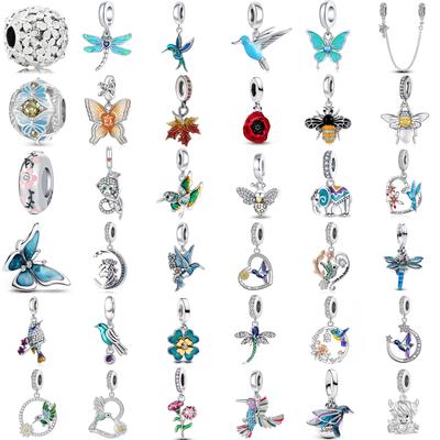 New Fashion Copper Plating Early Spring Series Woodpecker Magpie Maple Leaf Charm Bead Fit Original Bracelet Diy Women Jewelry