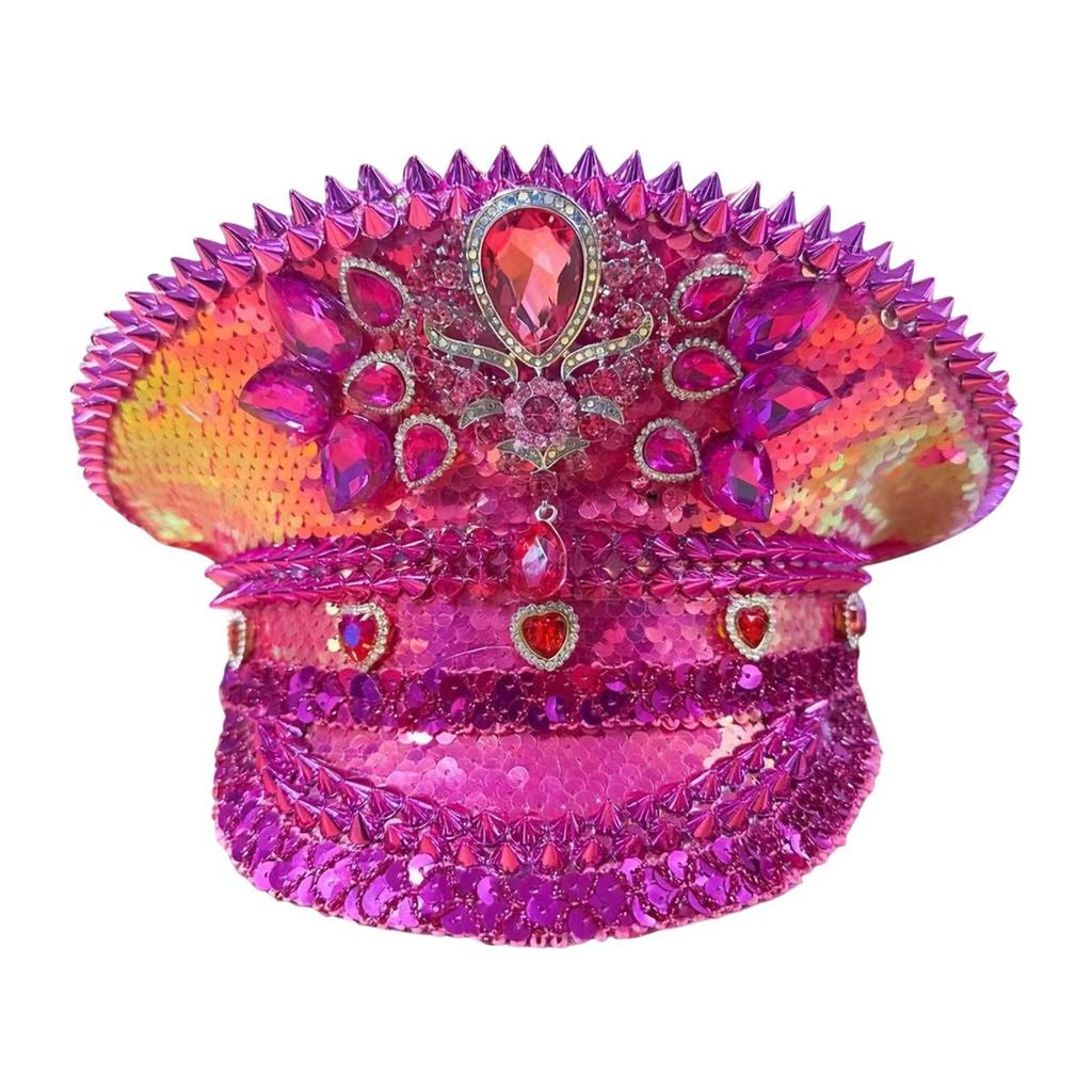 Rhinestones Studs Costume Hat Decor Novelty Gothic Party for Cosplay Events
