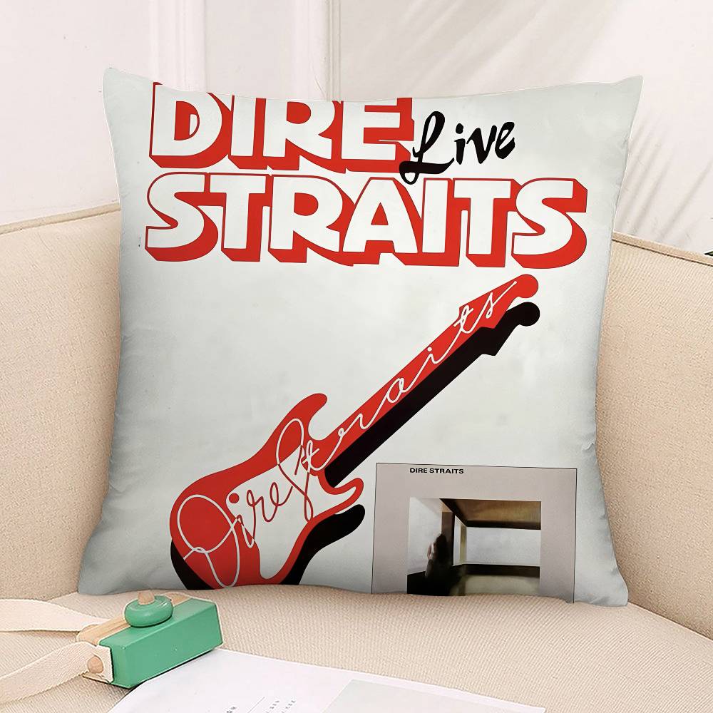 D-Dire S-Straits Band Kissenbezug Quadratischer Doppelseitiger Druck Kissenbezug für Sofa Heim Schlafzimmer Dekor Geschenk