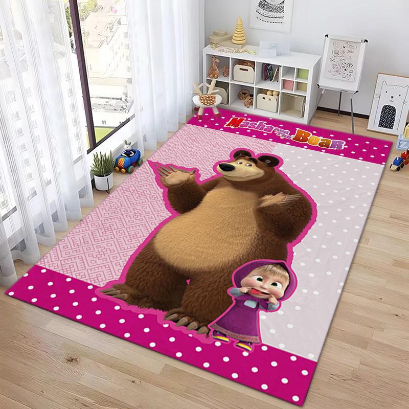 Russian animation Masha and the Bear Fairy Tale Cartoon Carpet Soft Home Living Room Bedroom Door Mat Outdoor Picnic Ground Mat rug T4