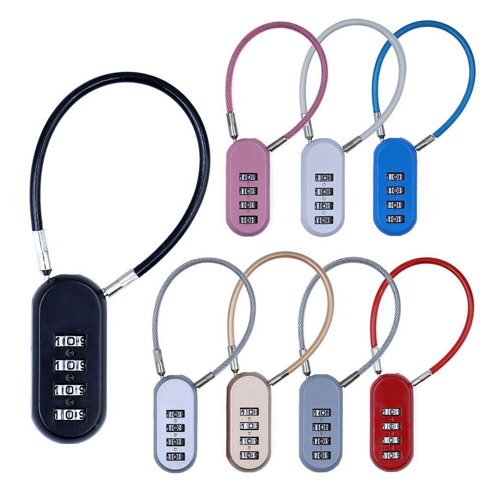 Zinc alloy 4 Digit Password Lock Anti-theft Padlock Dormitory Cabinet Lock Wire Rope Security Coded Lock for Home&Travel