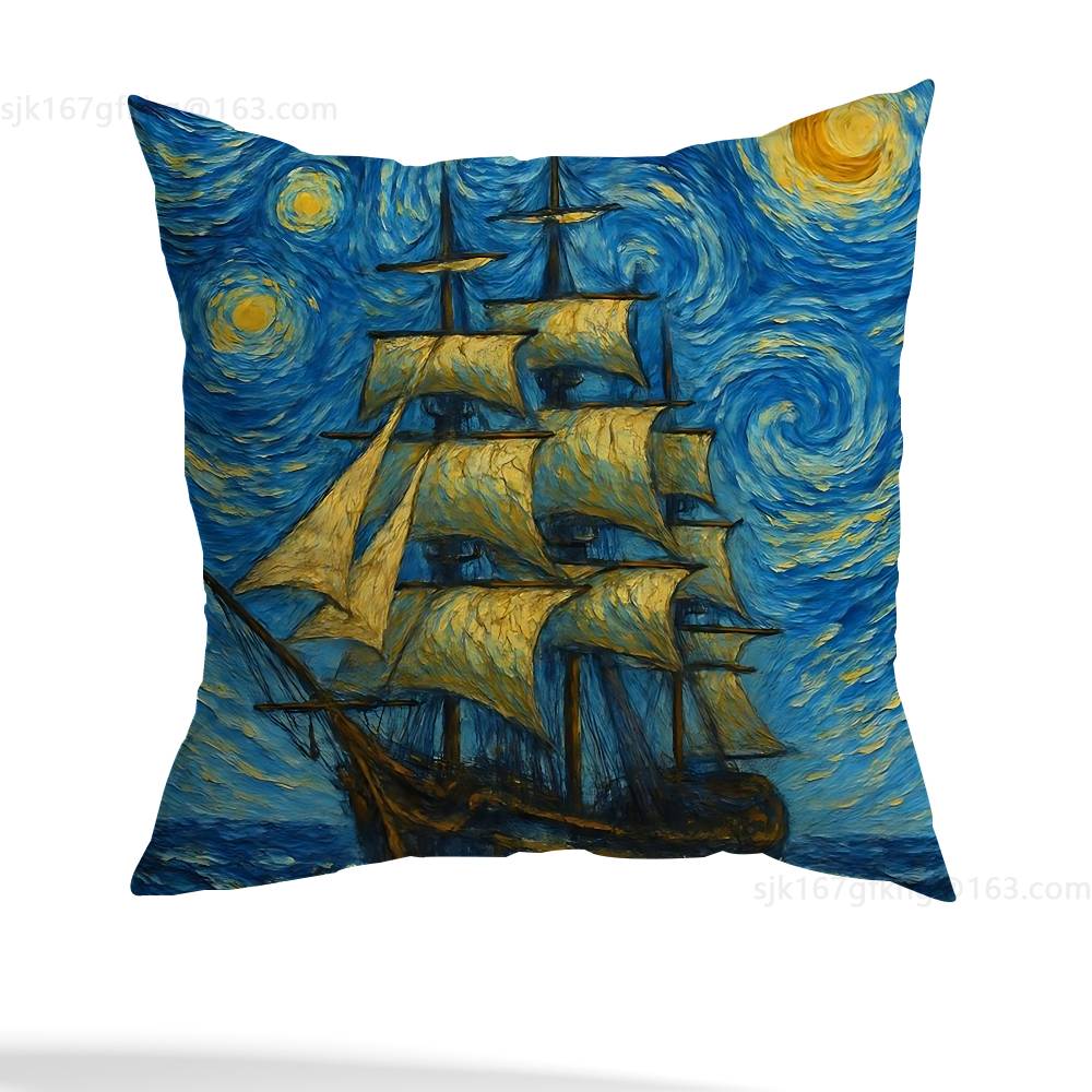 Van Gogh Pillow Case Sofa Living Room Bedroom Headboard Backrest Cushion Square Cushion Nap Time