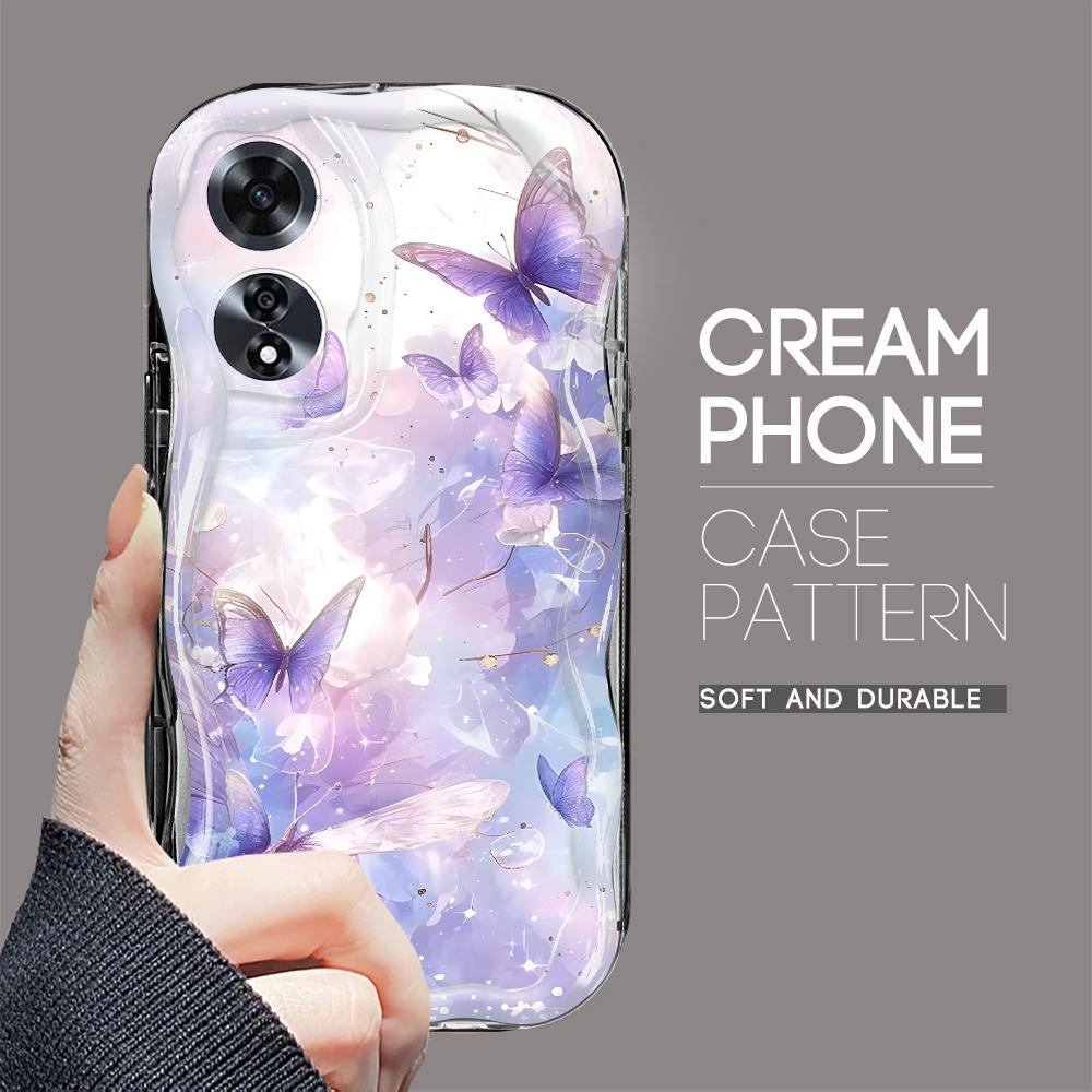 

Для OPPO A17 A18 A38 A58 A98 Reno7 Z 8Z 8T 11F 11 Pro Realme 12 Lite 12 Pro C30 чехол с рисунком бабочки из мультфильма и мягкими волнистыми краями, противоударный чехол для телефона Realme P1 Pro 5G чёрный