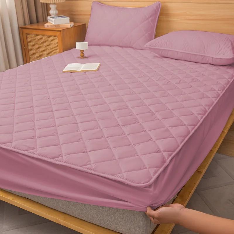 Thicking Quilted Mattress Cover Soft Breathable Elastic Double Fitted Bed Sheet with Deep Pocket Solid Color Matress For Bed