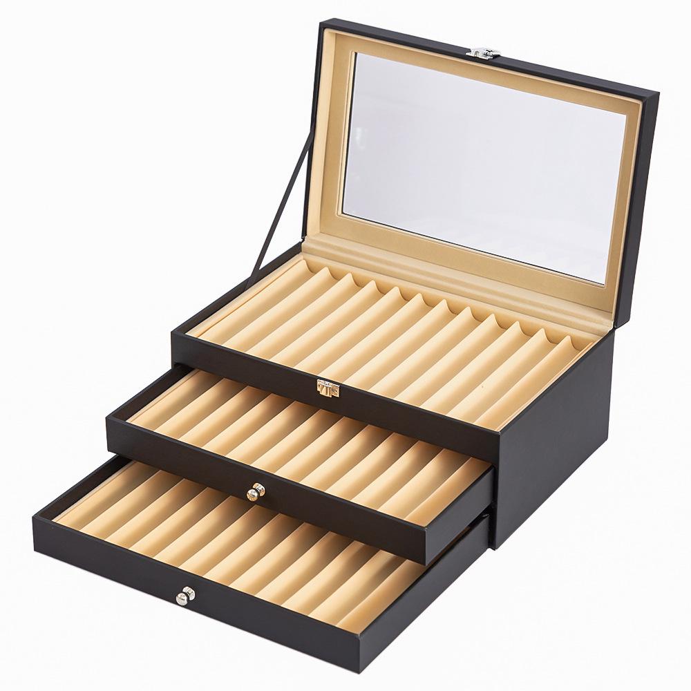 

Ударопрочная коробка для хранения 36 перьевых и шариковых ручек, многослойная, большой вместимости чёрный