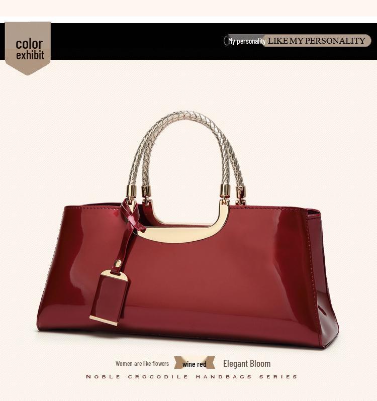 2025 Hot-Selling Women's Glossy Patent Leather Handbag: European & American Style Bridal Wedding & Evening Bag