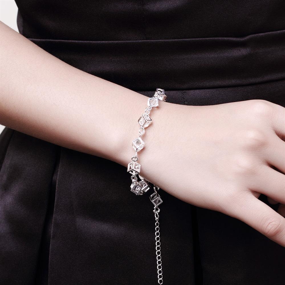 High Quality 925 Sterling Silver Shining Crystal Lattice Bracelet for Woman Popular Fine Luxury Jewelry Wedding Party Gifts