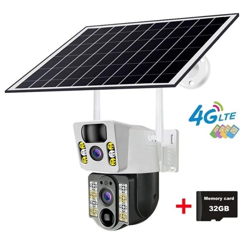 8MP 4K Solar Camera Outdoor Dual Lens WIFI Smart Life Home Automation IP Camera Night Vision Security Camera 360 Monitoring CCTV