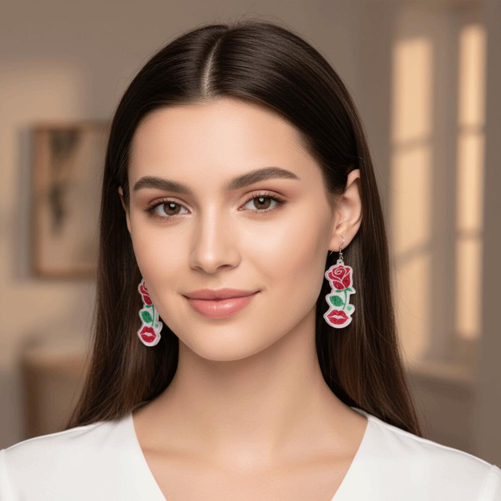 Acrylic Valentine's Day Earrings Rose Lips Dangle Earrings Jewelry Accessories Love Earrings Daily