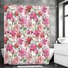 Spring Pink Floral Shower Curtain, Bathroom Decorative Shower Curtain, Waterproof Shower Curtain with Hooks