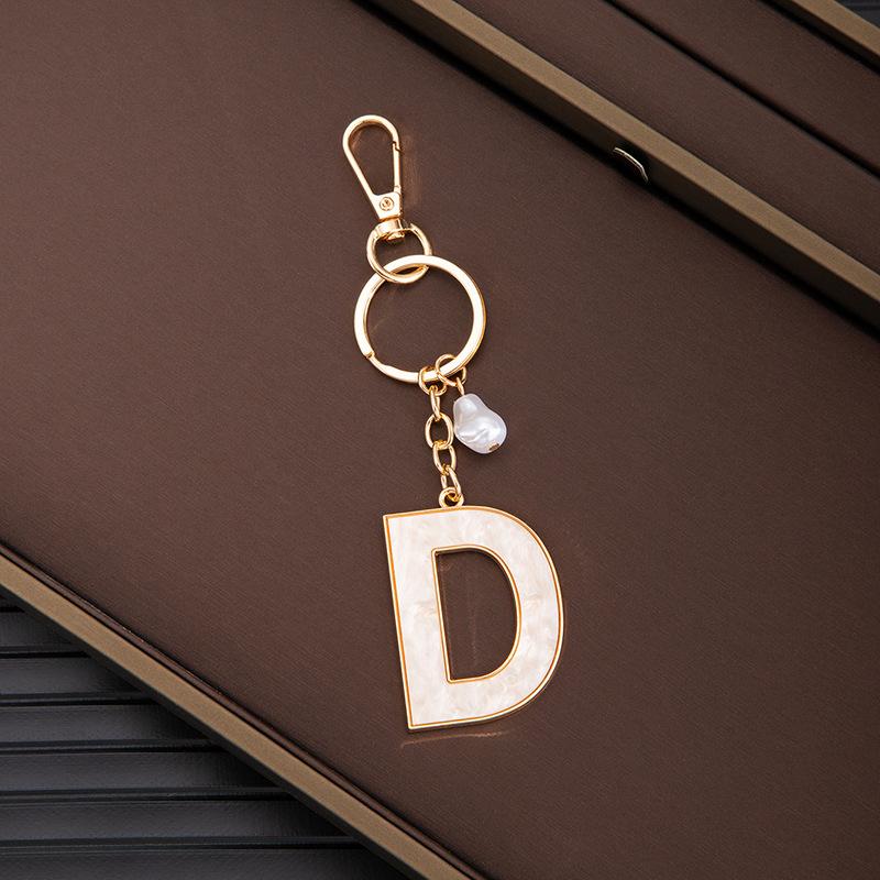 Chaveiro Pingente Nome Letras Criativas 26 Letras Pérola Imitação Concha Pingente de Bolsa Popular Acessórios