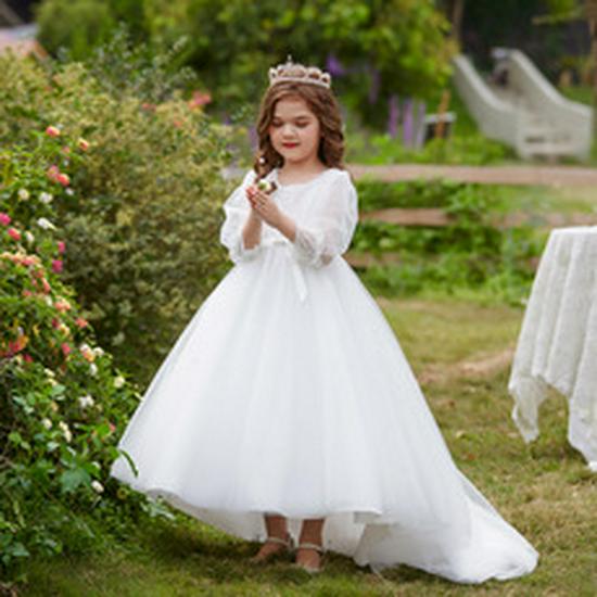 Girls' Sequin Lace Mesh Princess Dress – Evening Runway Style