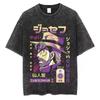 Vintage Washed TShirt Men Summer Streetwear T-shirt JoJo Bizarre Adventure Anime High Quality Cotton Casual Short Sleeve Tshirt