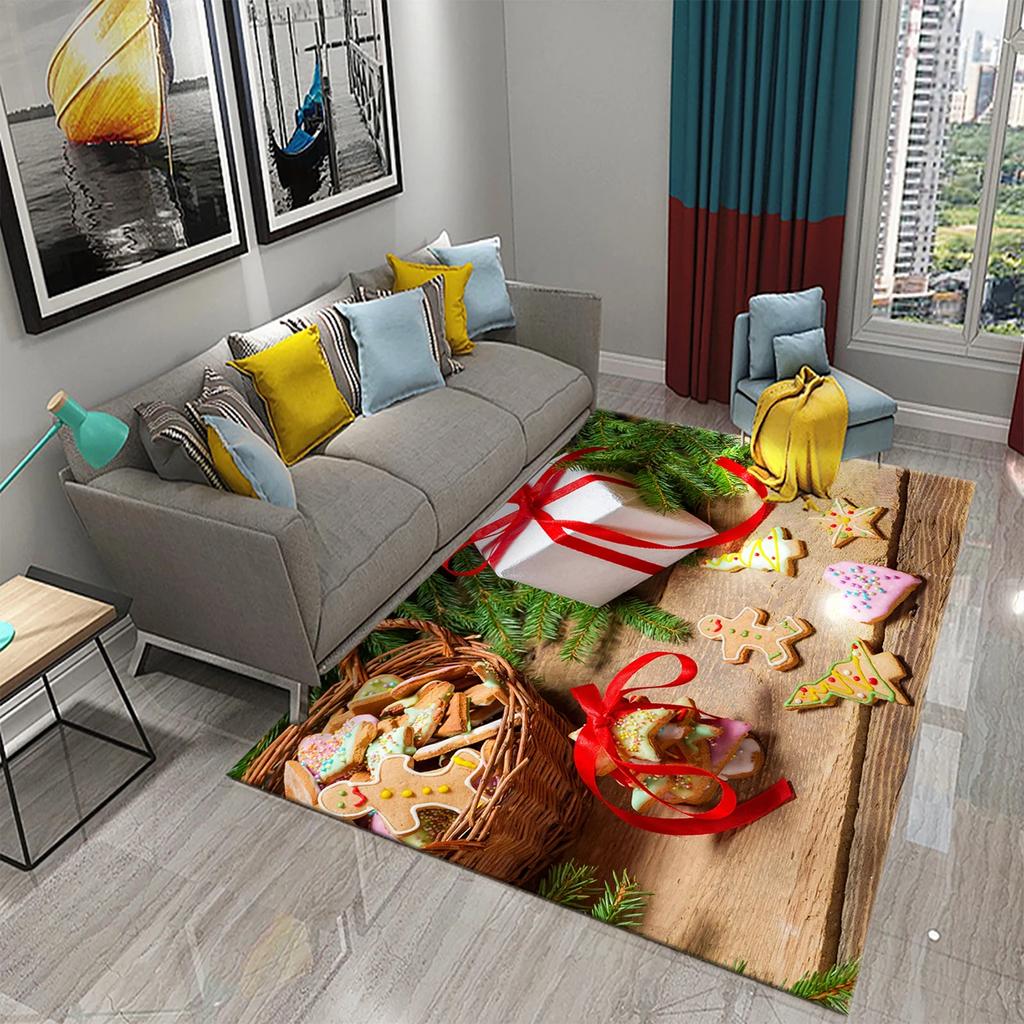 Christmas Cookies Carpet Gingerbread Man Rug Dessert Printed Rectangle Area Rugs Yoga Mats Bedroom Living Room Decor Door Mat