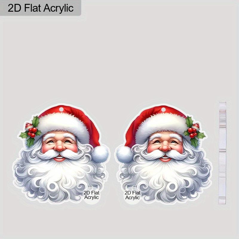 2D Flat Santa Claus Dangle Earrings, Lightweight Acrylic Material,  Ideal for Party Gifts, Jewelry, and Christmas Gifts.