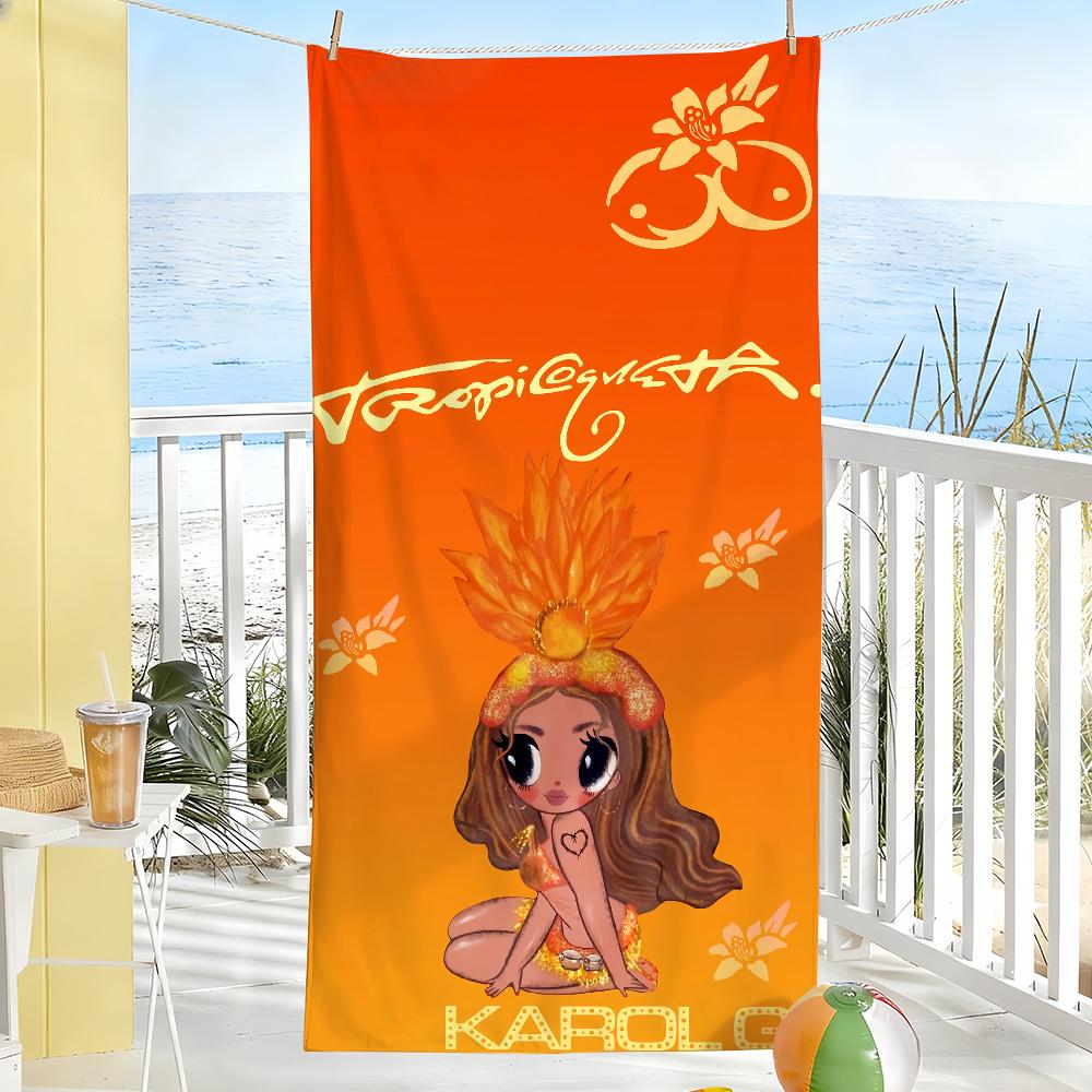 Singer Karol G Tropicoqueta Towel Soft Pool Gift For Travel Gym Shower Camping Quick Dry Sports Large Beach Towels