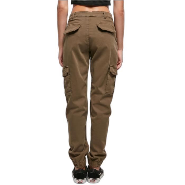 Pantalon En Sergé De Coton Femme Urban Classics Utility - Olive - 26