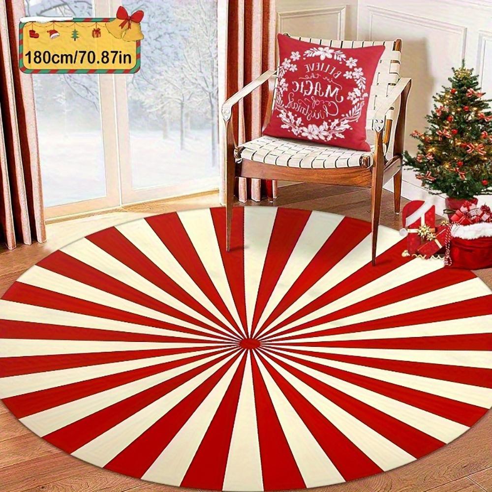 Christmas Round Rugs: Snowman, Santa,Tree & Gingerbread Delights for Festive Home Decor Room Floor Mats New Year Home Decoration