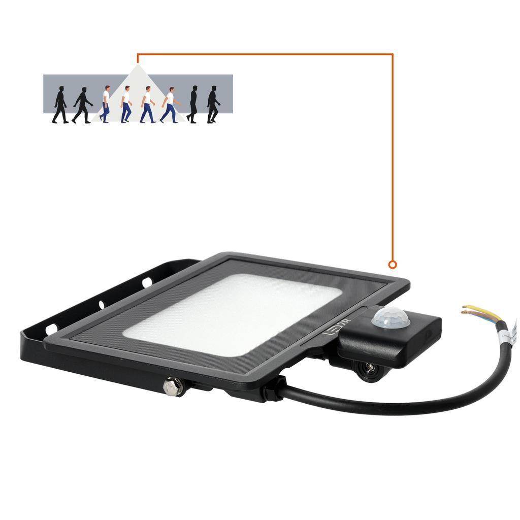 LED Floodlight with Motion Sensor 50W 4000K IP65 Black