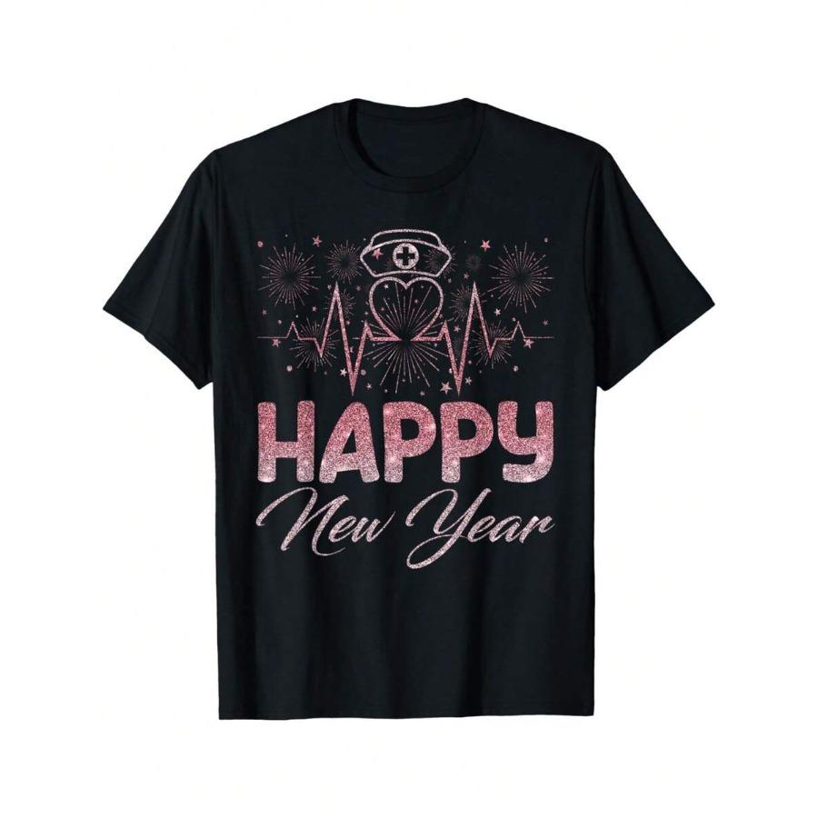 Happy New Year Nurse Crew Heartbeat New Years Eve Party 2026 T-Shirt Funny Graphic Tshirts For Men Women Round Neck Loose Cas... S разноцветный