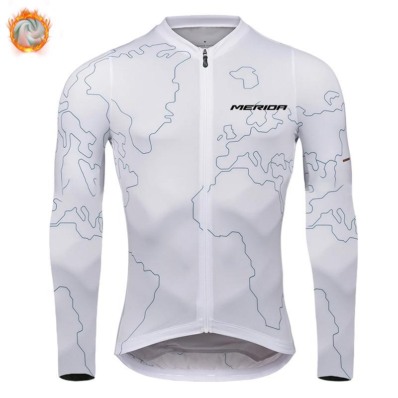 Merida Bike Team 2026 Winter Long Sleeves Cycling Clothing Men's Thermal Fleece Cycling Jersey Set Moutain Road Bike Uniform