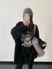 Korean Style Women's Winter Thick Velvet Printed Long Sleeve Casual T-shirt, 2026 Fashion