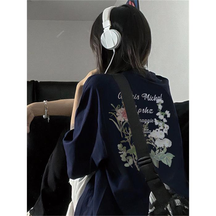 

American retro Guochao high street cotton short-sleeved t-shirt women s loose summer niche design ins top oversize 3XL