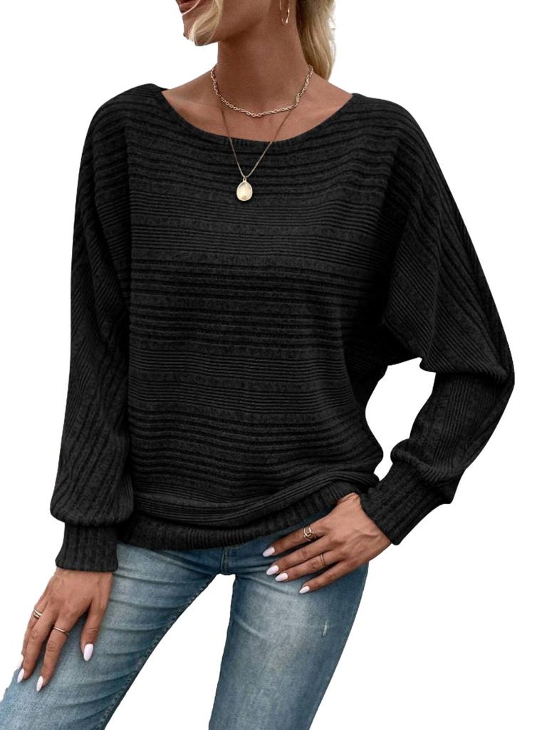 Women's Comfortable Casual Solid-Color Long-Sleeve Crew Neck Pullover Top