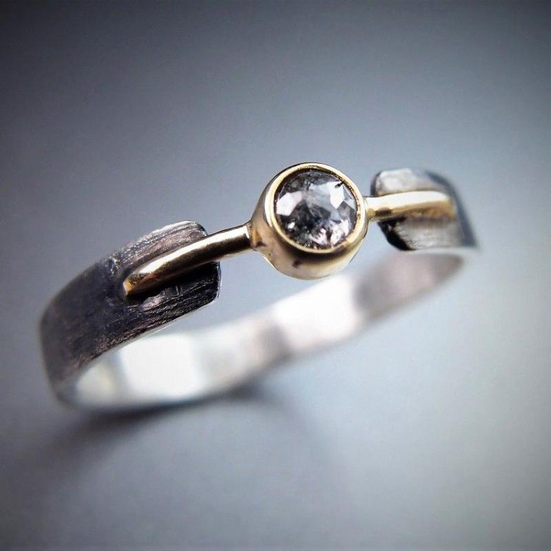 Artistic Two-tone Bezel-set Synthetic Gemstone Ring Copper Material Women Ring For Commute And Date