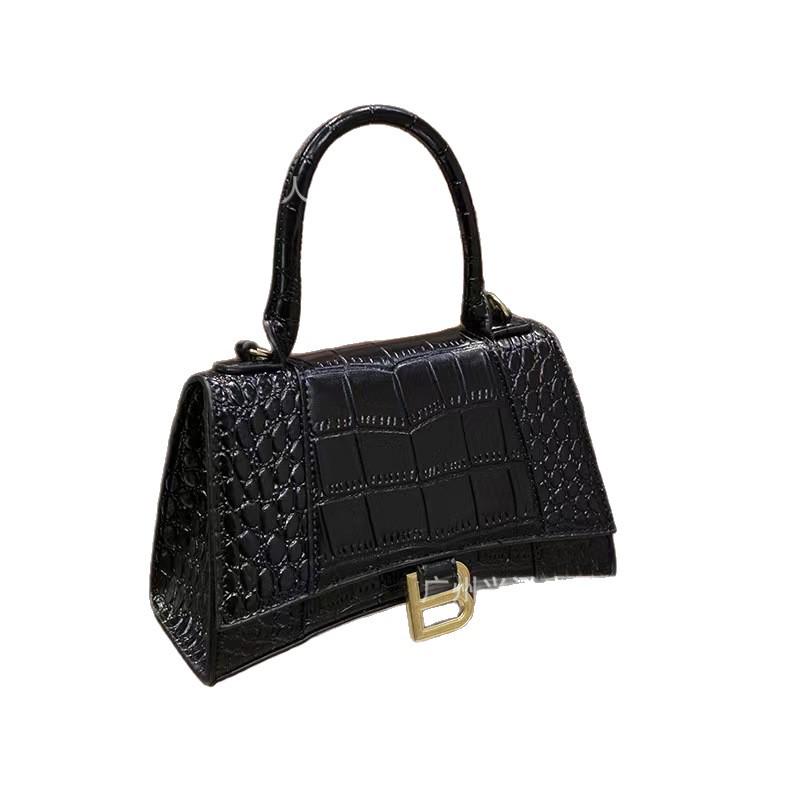 2022 Women s Casual Crocodile Pattern Hourglass Crossbody Bag - Black Large: 23*10*14 cm