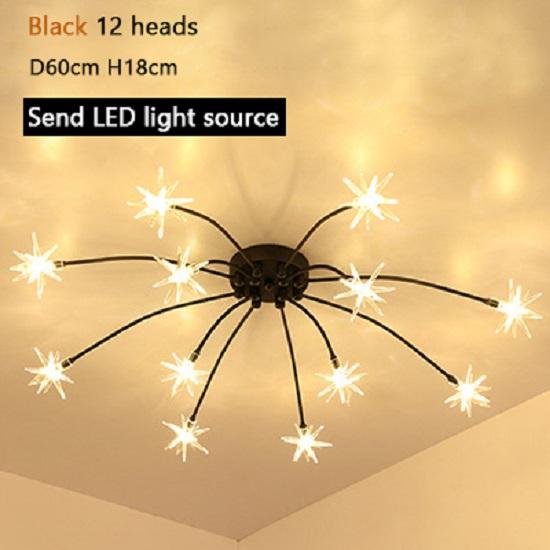 

Потолочный светильник со звездой в постмодернистском стиле, золотистая, серебряная, черная стеклянная люстра, подходящая для спальни, гостиной 12 heads 3color dimming