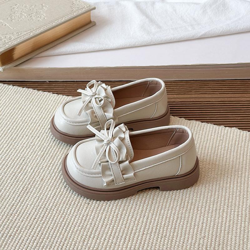 

Fashion Children s Causal Loafers Spring Autumn Bow Decor Kids Flat Shoes Pleated Girls School Leather Shoes for Wedding Party 24