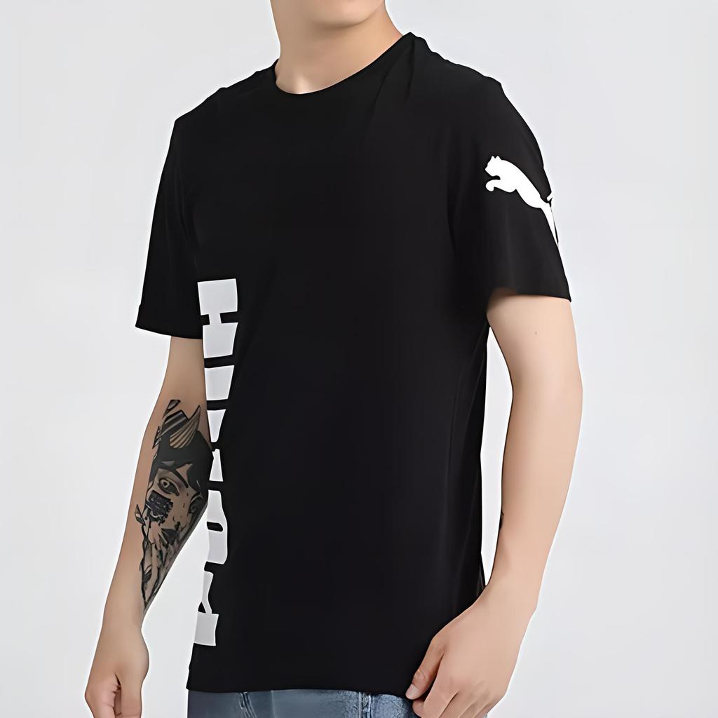 Puma Casual Sports Round Neck Short Sleeve T-Shirt Men Tops Black 581710-01