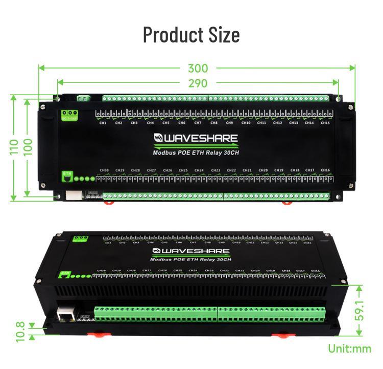 Industrielles 8/30-Kanal Ethernet-Relaismodul mit Modbus RTU/TCP und PoE-Kommunikation