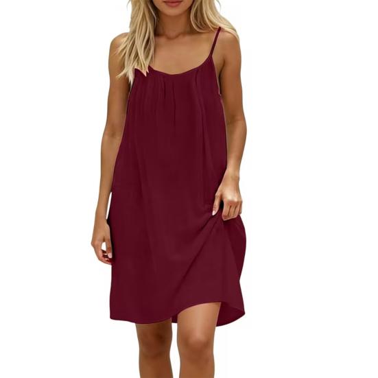 Women's Backless Cami Dress Solid Sleeveless Mini Dress Above Knee A-Line Skirt Soft Breathable Fabric Summer Beach Casual Travel Dress
