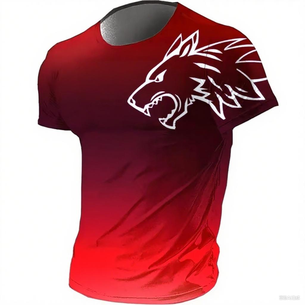 T-shirts for Men Fitness Sportswear 2026 Summer Vintage Men's 3d Printed Quick-Drying Gradient T-shirt Animal Wolf Short Sleeve