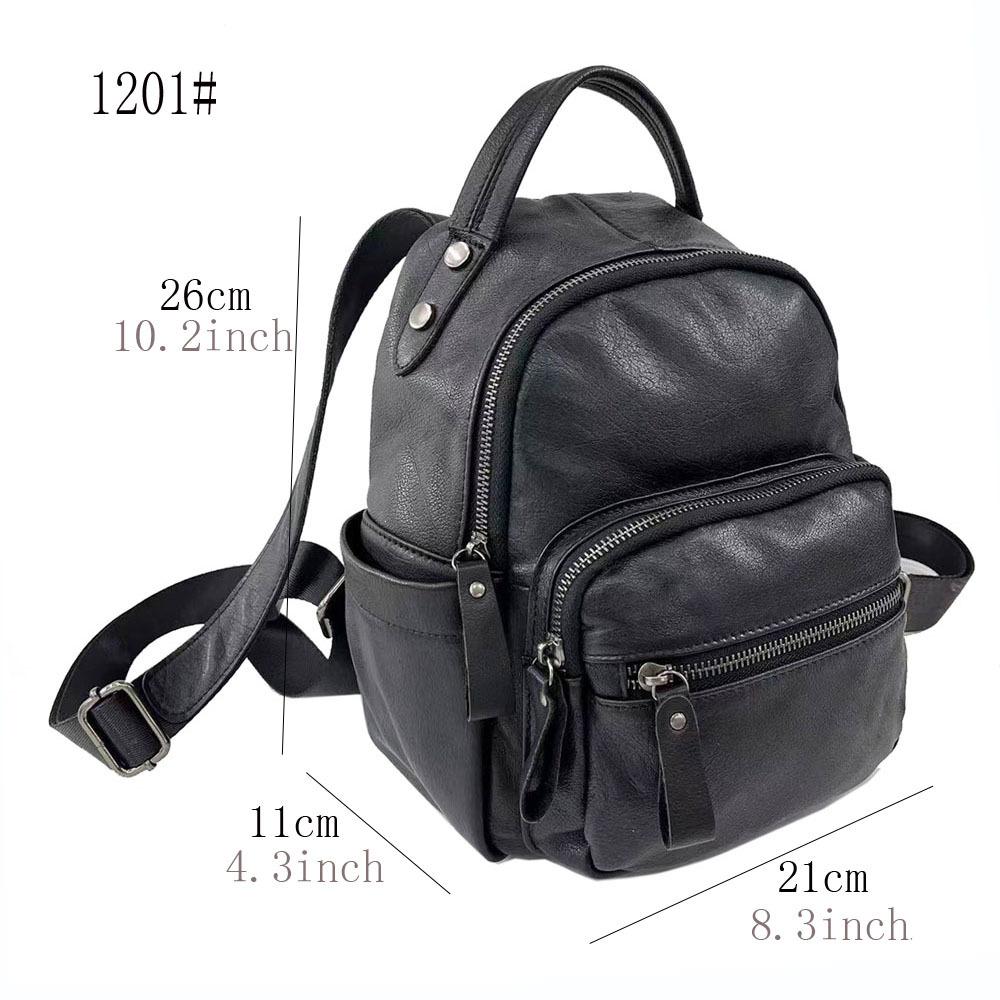 All Leather Backpack Black Cowhide Fashion Versatile Soft Leather Women'S Backpack Women'S Bag