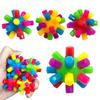 6Pcs Color Column Ball Sensory Ability Training Puzzle Elastic Rainbow Ball Fun Stress Relief Toy Children's Toy Pet Toy